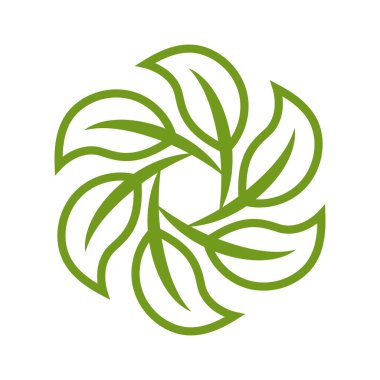 Yuvarlak Yaprak çerçevesi. Yapraklar ve çiçekli dekoratif çerçeve.