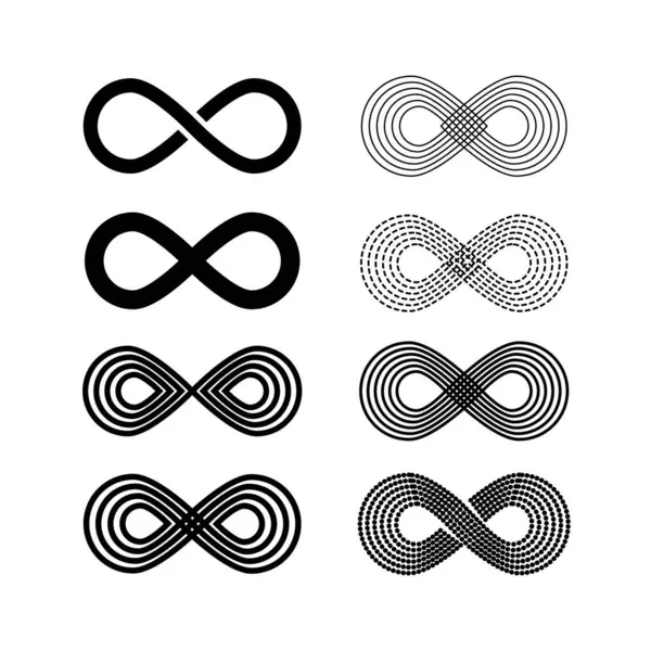 Sonsuzluk sembolü seti. Vektör logosu illüstrasyonu.
