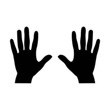 İki el işareti, eller vektör silueti. Sağ ve sol el şekli.