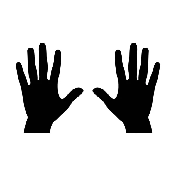 Två Händer Tecken Händer Vektor Siluett Höger Och Vänster Hand — Stock vektor