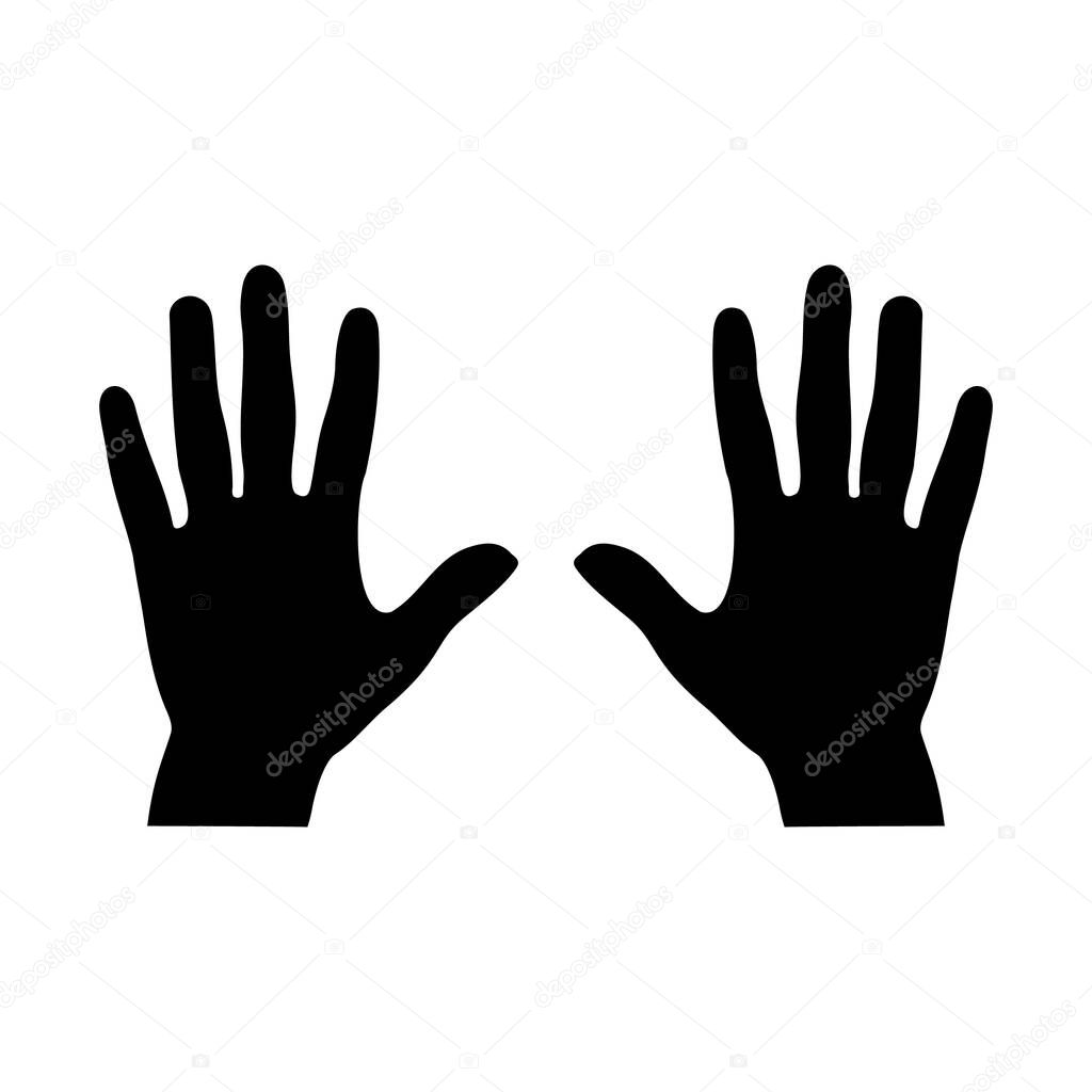 Two hands sign, hands vector silhouette. Right and left hand shape.