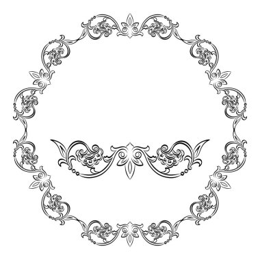 Yunan dekoratif element çiçeği, Yunan vektör yuvarlak çerçeve, Yunanistan 'dan antik sınır.