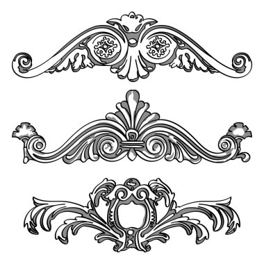 Yunan dekoratif element çiçeği, Yunan vektör şekli, sıva süslemesi, kartuş.