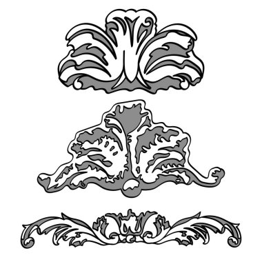 Yunan dekoratif element çiçeği, Yunan vektör şekli, sıva süslemesi, kartuş.