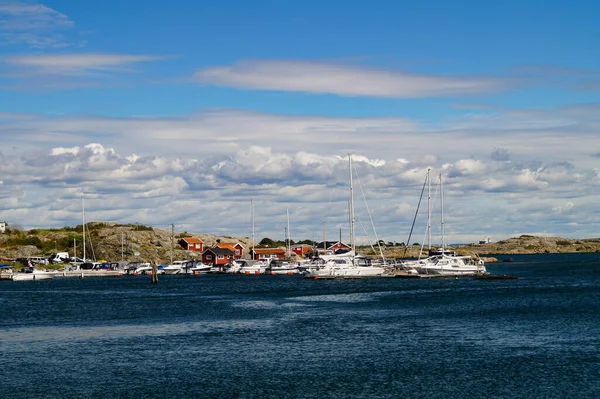 Petites Maisons Suédoises Sur Archipel Côté Gothenburg — Photo