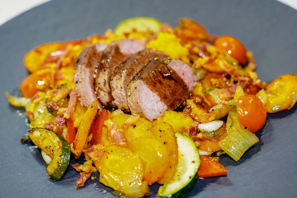 Rosemary lamb filet with healthy vegetables