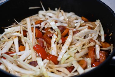 asian kitchen spicy curry with vegetables and rice