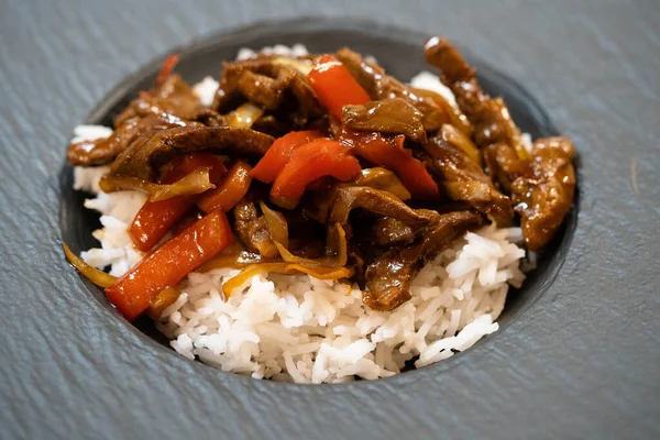 stock image asian kitchen spicy curry with vegetables and rice