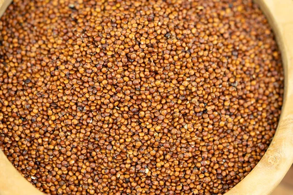 stock image Chenopodium quinoa red or white seed on a wooden table