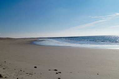 Kuzey denizindeki uçsuz bucaksız sahil Hvidbjerg Stranden Blavand Danimarka