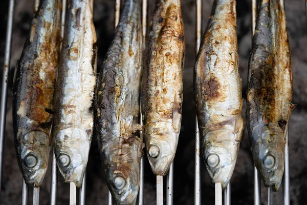 stock image Charcoal grilled fish and other seafood