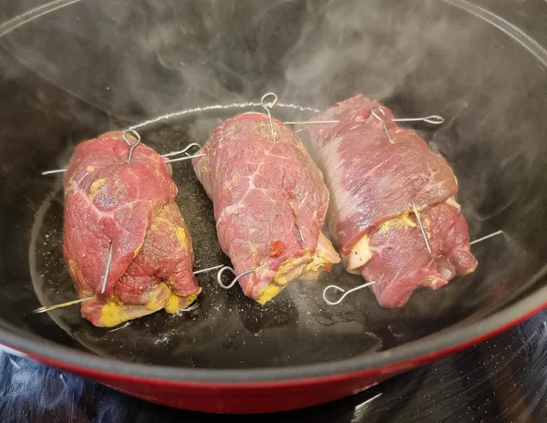 Comida Alemana Tradicional Carne Roulade Con Col Puré Papas — Foto de Stock