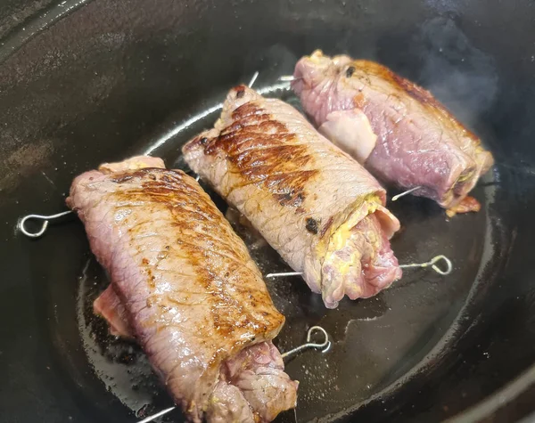 Comida Alemana Tradicional Carne Roulade Con Col Puré Papas — Foto de Stock