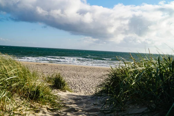 Impressioni Della Spiaggia Infinita Sul Mare Del Nord Blavand Danimarca — Foto Stock