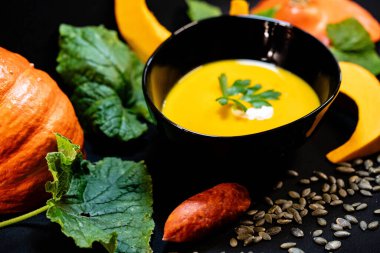 Portakal rengi Hokkaido kabağı kabak çorbası için cucurbita maxima