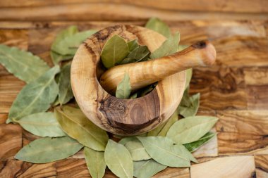 Koyun yaprakları ve zeytin ağacında