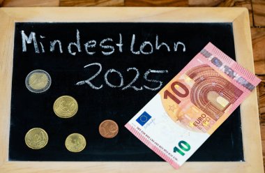 in Germany the Minimum wage Translation is Mindestlohn  increases from January 2025 clipart