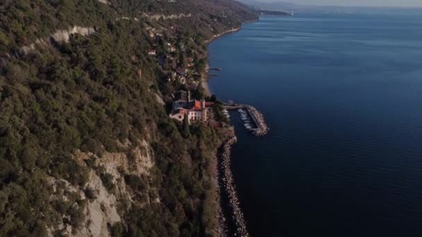 Fantastic Landscape Taken Drone Top Cliff Trieste Italy Clear Sea — Αρχείο Βίντεο