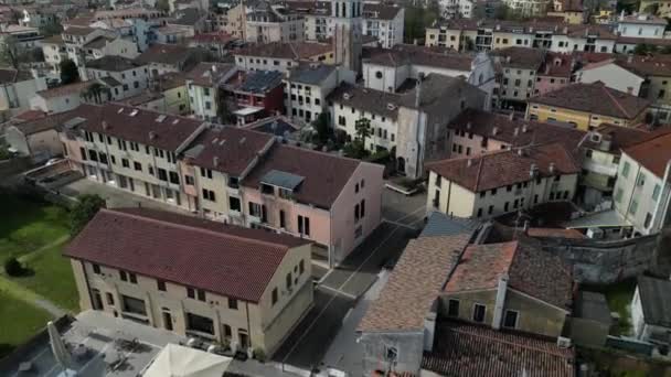 Foto Aérea Pequeño Pueblo Italiano Veneto Motta Livenza Provincia Treviso — Vídeos de Stock