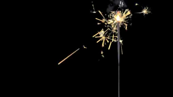 Magiska Ljus Gnistor Svart Bakgrund Fyrverkerier Med Flampartyn Blinkande Ljus — Stockvideo