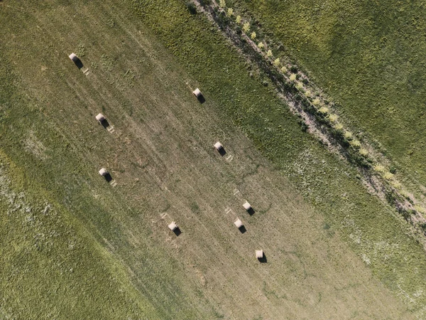Aerial Shot Veneto Fields Italy Pacas Heno Tierra Arada — Foto de Stock