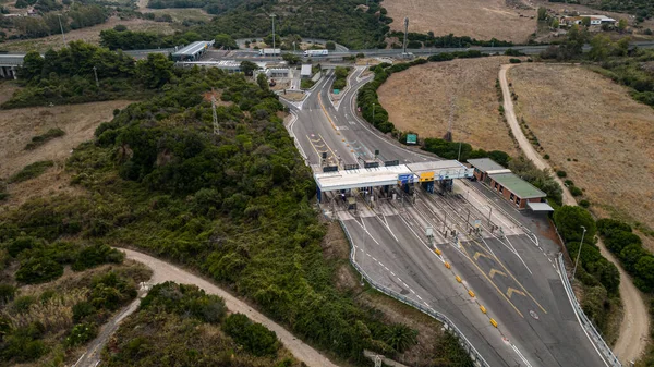 Włoski Punkt Poboru Opłat Autostrady Widziany Góry Droga Utwardzona — Zdjęcie stockowe
