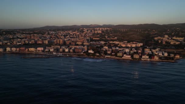 Panorama Von Civitavecchia Luftaufnahme Vom Kristallklaren Meer — Stockvideo