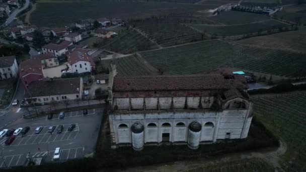 Catedral Brendola Incompiuta Vicenza Italia Vista Aérea Iglesia Una Tarde — Vídeos de Stock