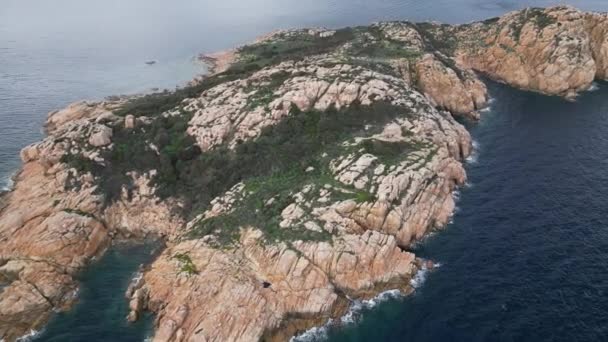 Aereo Drone Del Porto Teulada Con Isola Rossa Spiaggia Tramatzu — Video Stock