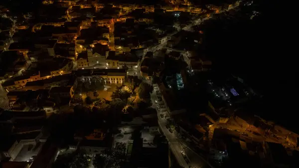 stock image Night shot from above of a small Italian town