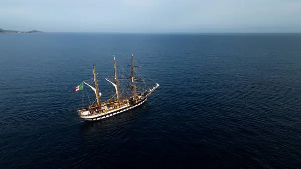 stock image Italian navy galleon, training ship underway. Clear sea