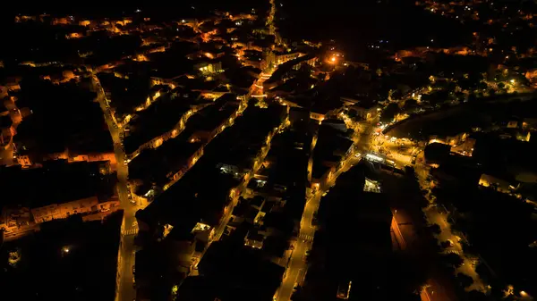 stock image Night shot from above of a small Italian town