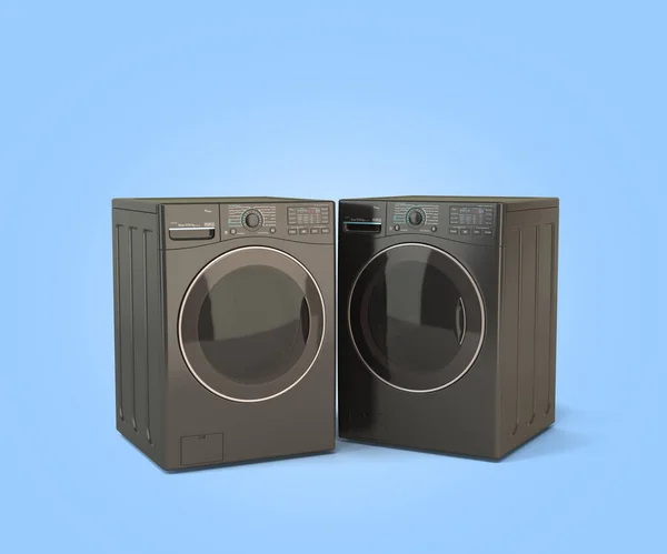 Bleck Washing Machine Blue Background Illustration — Stock Photo, Image