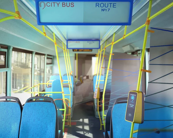 Puste Trasa Autobus Wnętrze Renderowania Ilustracja — Zdjęcie stockowe