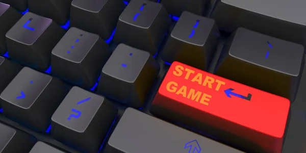Black Keyboard Start Game Button Render Image — Stock Photo, Image