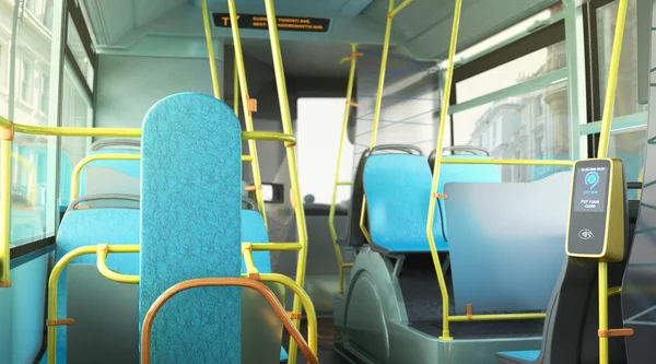 空路线巴士内部3D渲染图像 免版税图库图片