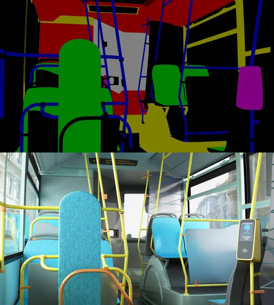 Ruta Vacía Bus Interior Renderizar Imagen Con Color Alfa — Foto de Stock