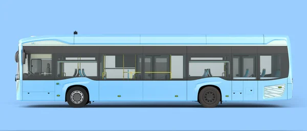 Lado Ônibus Azul Cidade Com Dors Abertos Renderizar Imagem Azul — Fotografia de Stock