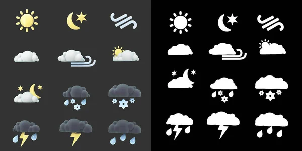 Conjunto Iconos Meteorológicos Tridimensionales Para Una Aplicación Sitio Web Con —  Fotos de Stock