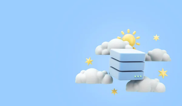 Cloud Opslagdiensten Cobcept Weergave Van Beeld Blauw — Stockfoto