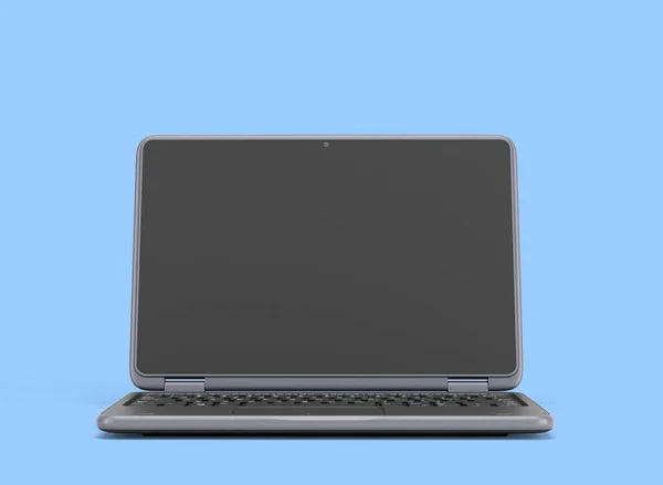 Apresentação Frontal Novo Laptop Moderno Com Parafuso Vazio Renderização Azul — Fotografia de Stock