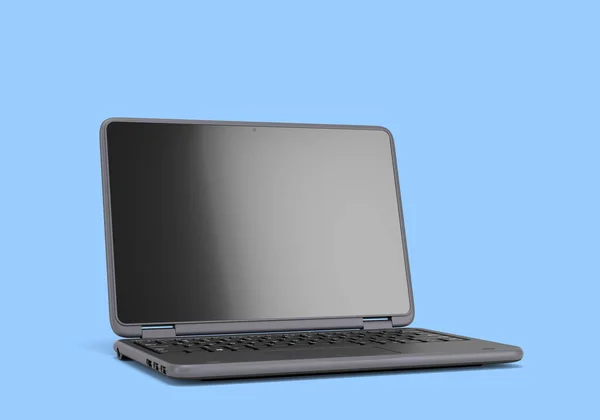 Presentatie Nieuwe Moderne Laptop Met Witte Lege Screan Render Blauw — Stockfoto