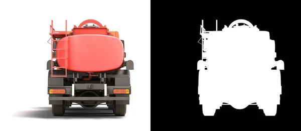 タンクトラックバックビュータンカートラックアルファと白の車の3Dレンダリング — ストック写真