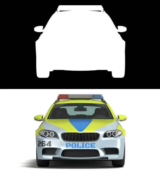 Σύγχρονη Αστυνομία Αυτοκίνητο Μπροστινή Όψη Remdr Λευκό Άλφα — Φωτογραφία Αρχείου