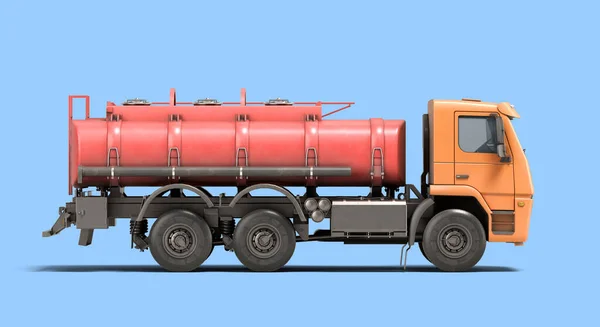Tank Truck Right View Tanker Truck Car Render Blue Background — Stock Photo, Image