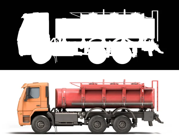 Tank truck left view tanker truck Car 3d render on white with alpha