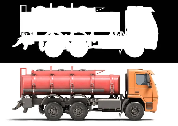 Tank truck right view tanker truck Car 3d render on white with alpha