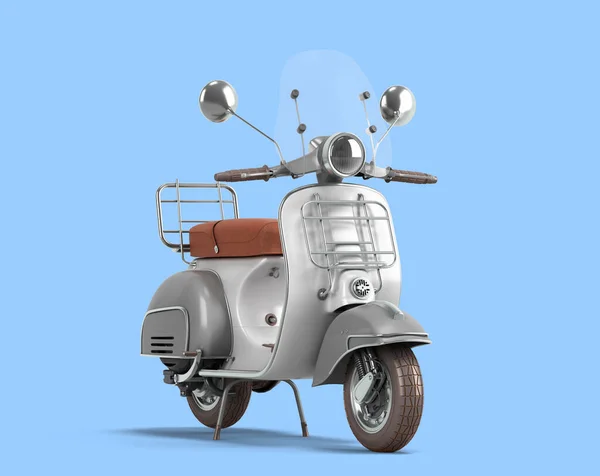 White Retro Scooter Personal Transport Busines Perspective View Render Blue — Stock Photo, Image