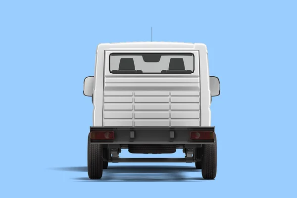 white flatbed truck for car branding and advertising back view 3d render on blue background