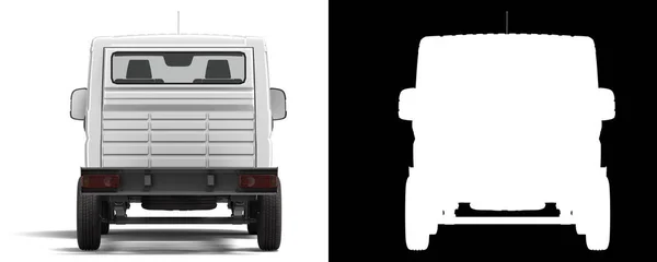 Witte Flatbed Truck Voor Auto Branding Reclame Achteraanzicht Weergave Wit — Stockfoto